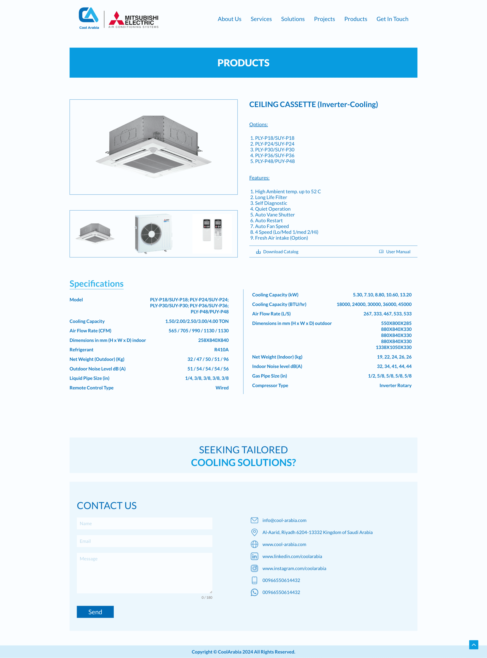 CoolArabia Product Catalog Ceiling Cassette Inverter