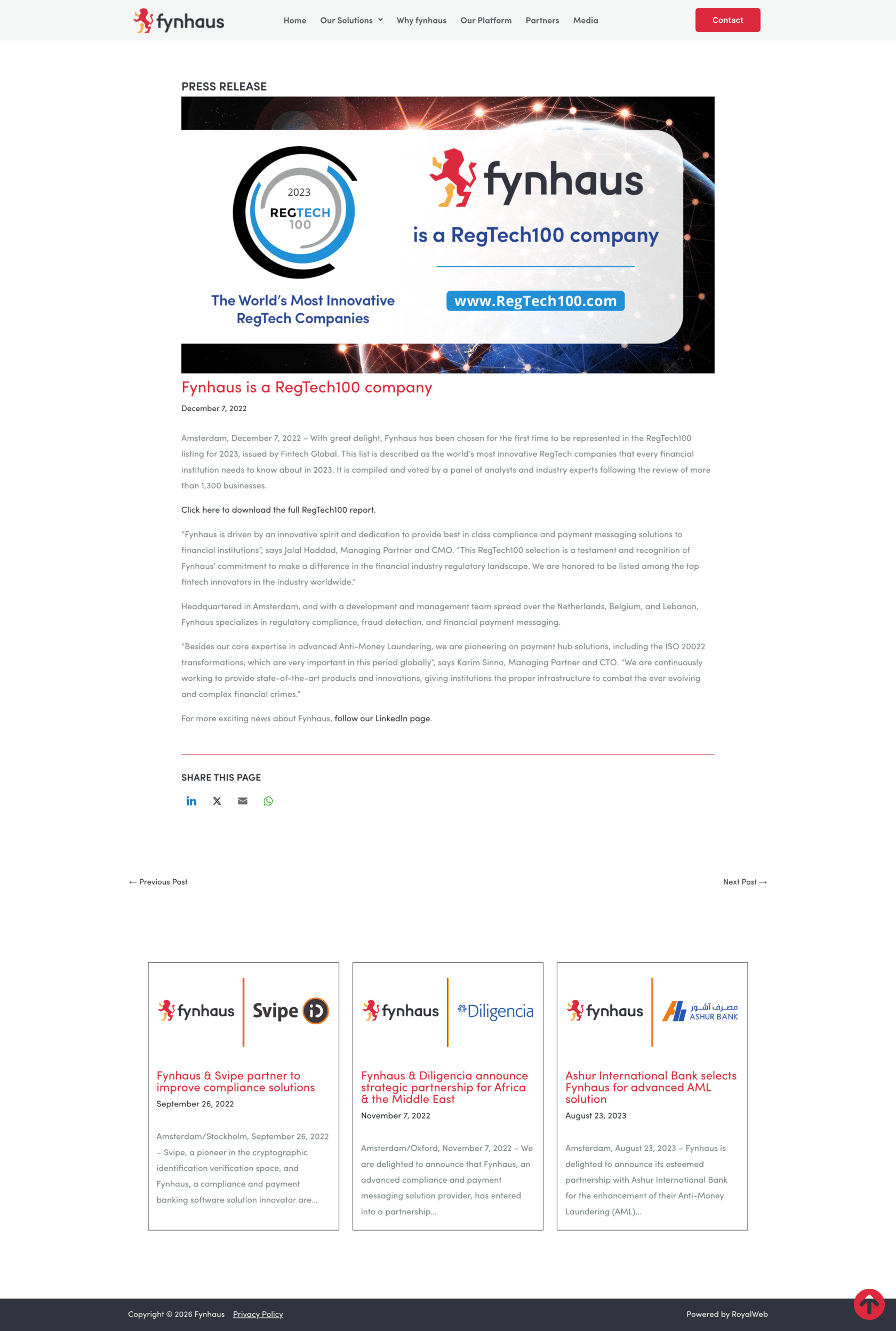 RegTech100 Company