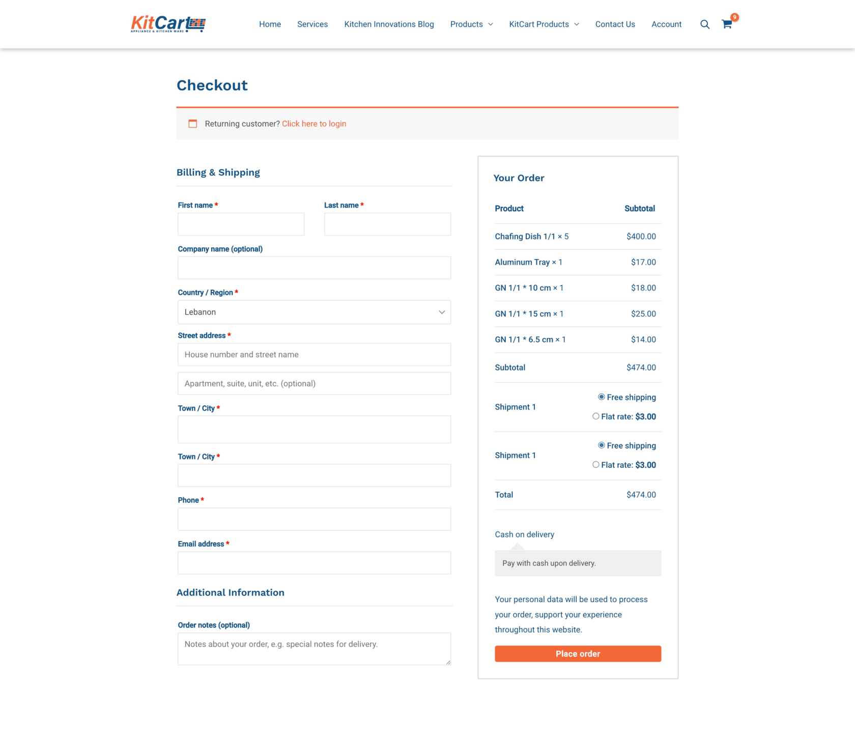 Kitcart Checkout