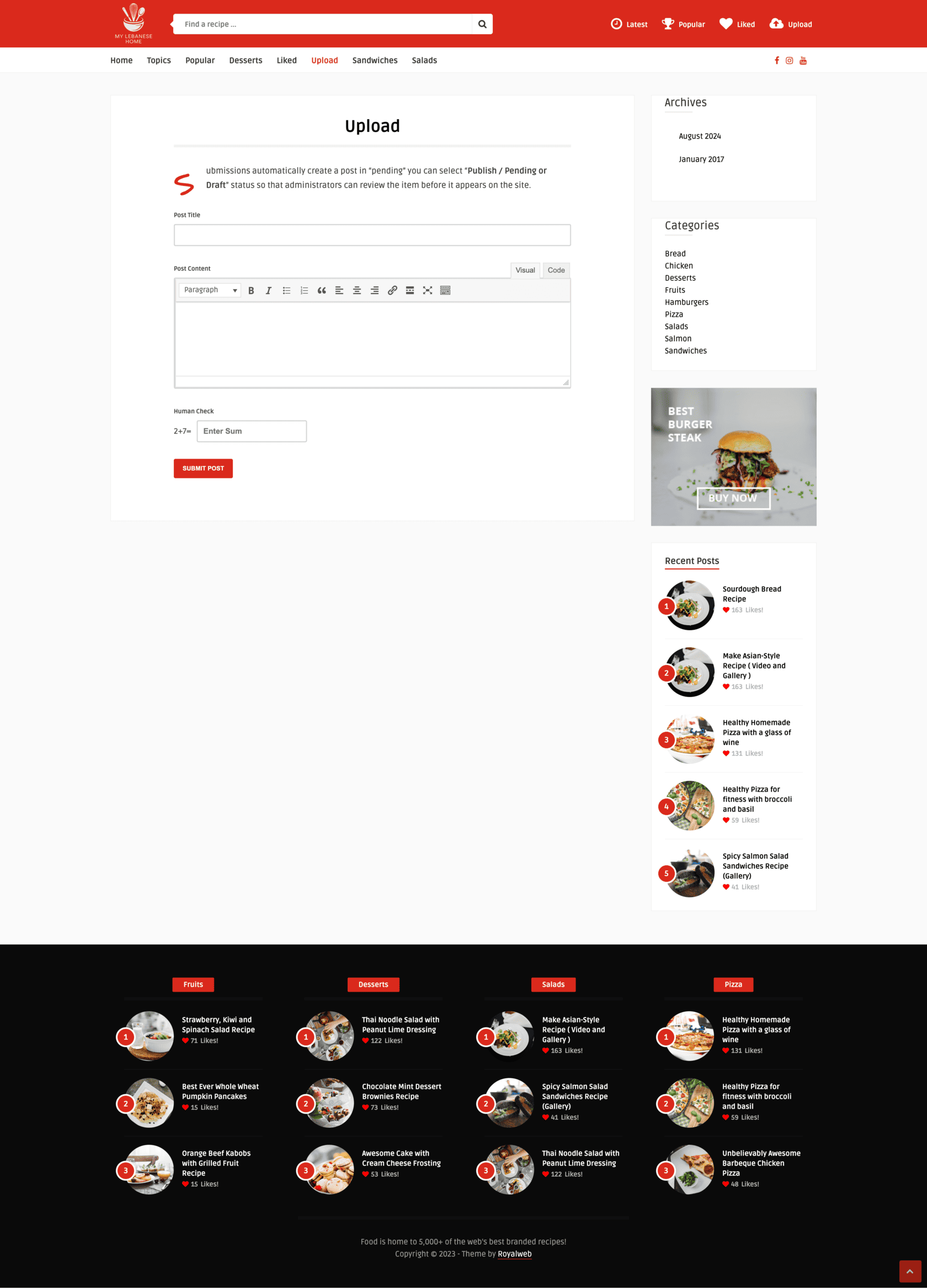 MyLebaneseHome Upload Recipe